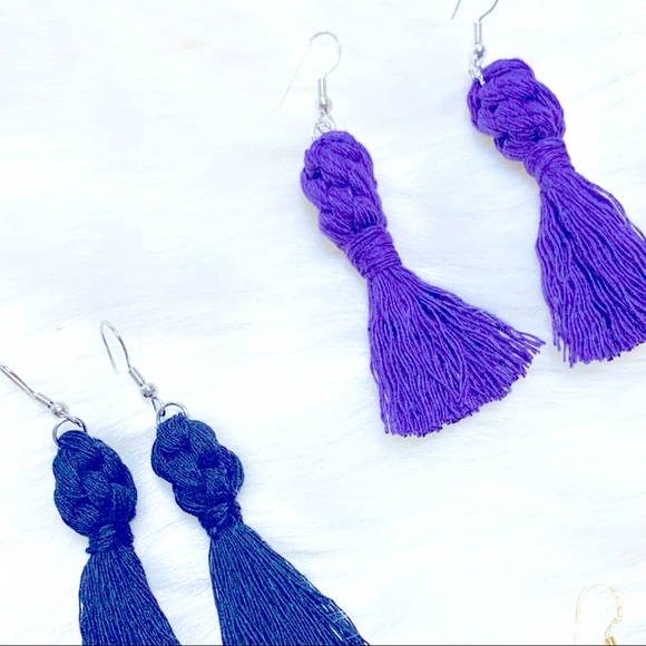 🥳HP~New Soul Embellishments Handcrafted Macrame Knotted Fishhook Tassel Earring - Picture 5 of 16